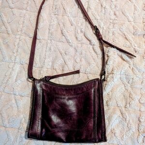 Frye Melissa Crossbody Bag In A Deep Maroon Purple Color
